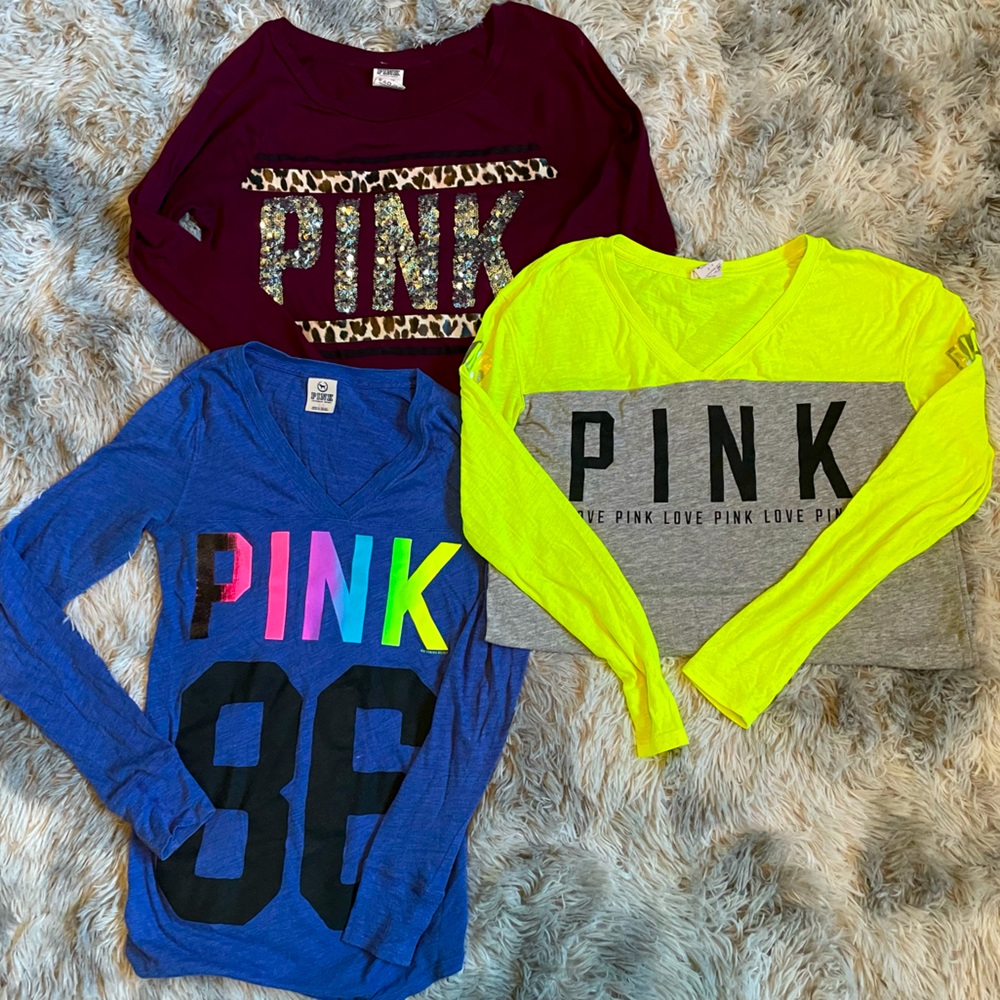 Lot of 3 PINK Long Sleeve Tees